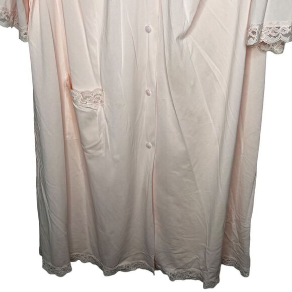 Vintage Shadow Line Pink Nylon Robe - Picture 3 of 6